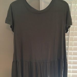 Short Sleeve Peplum Olive Shirt
